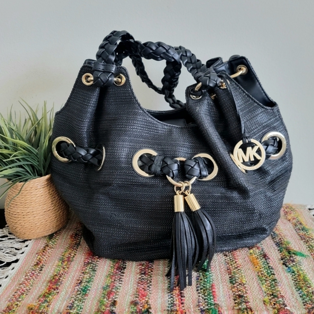 Rare Michael kors Shoulder Bag tassel black boho chic hobo bag - Picture 7 of 9